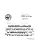 Council Meeting Cancelled 