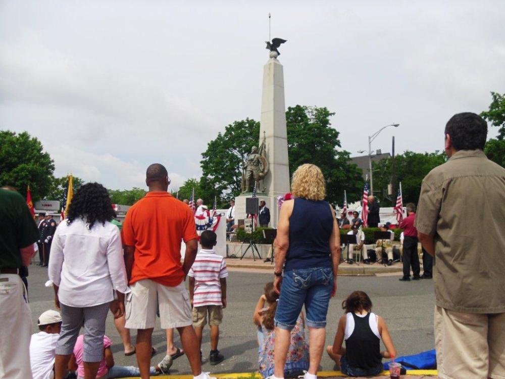 Crowd standing during Memorial day