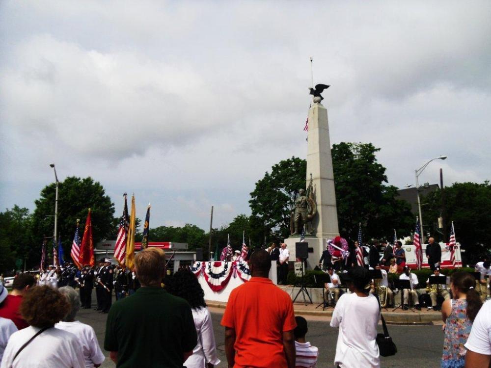 Crowd watching Memorial day activities