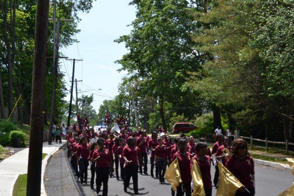 Group walking during Memorial day parade