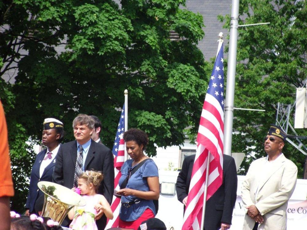 People standing with flags