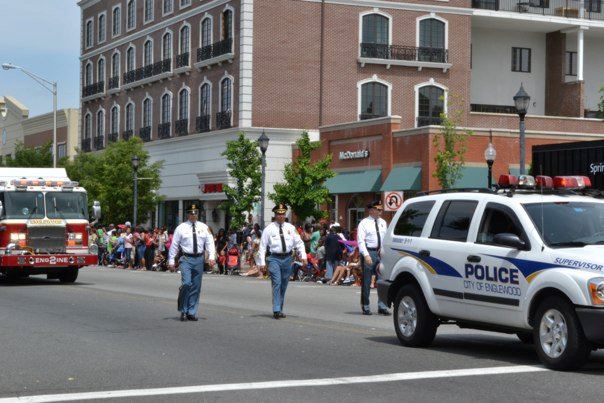 People walking in Memorial day parade