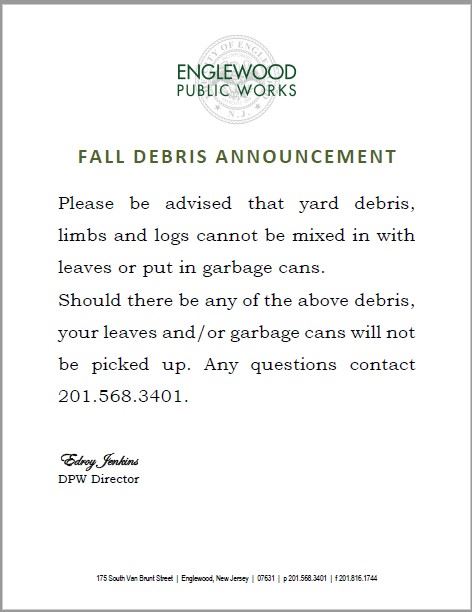 Fall Debris Announcement