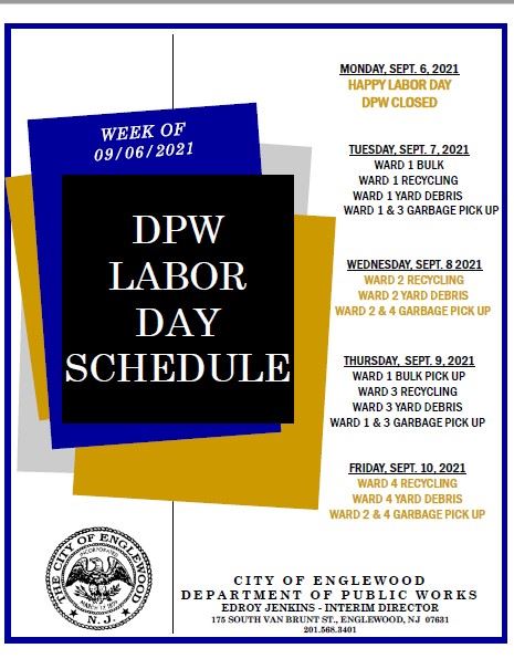 DPW LABOR DAY SCHEDULE 2021