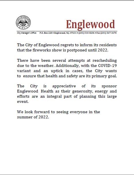 Fireworks Cancelled
