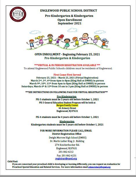 Pre-KIndergarten and Kindergarten Registration 2021 Pg 1
