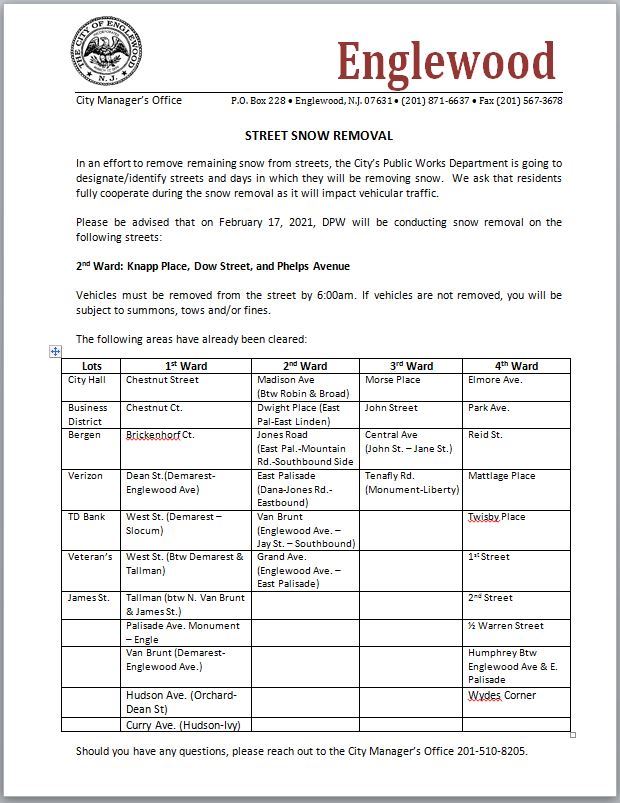 Street Snow Removal - 2-16-21