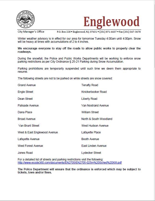 Winter Weather Announcement from City Manager 2-8-21 Page 1