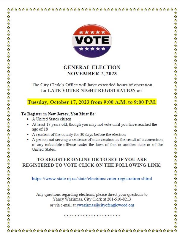 Late Night Voter Registration November 7th