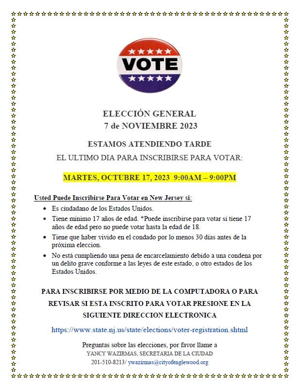 Late Night Voter Registration November 7th (Spanish)