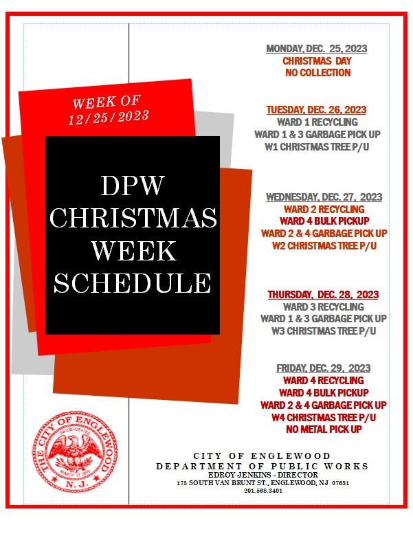 DPW Christmas Week Schedule 2023