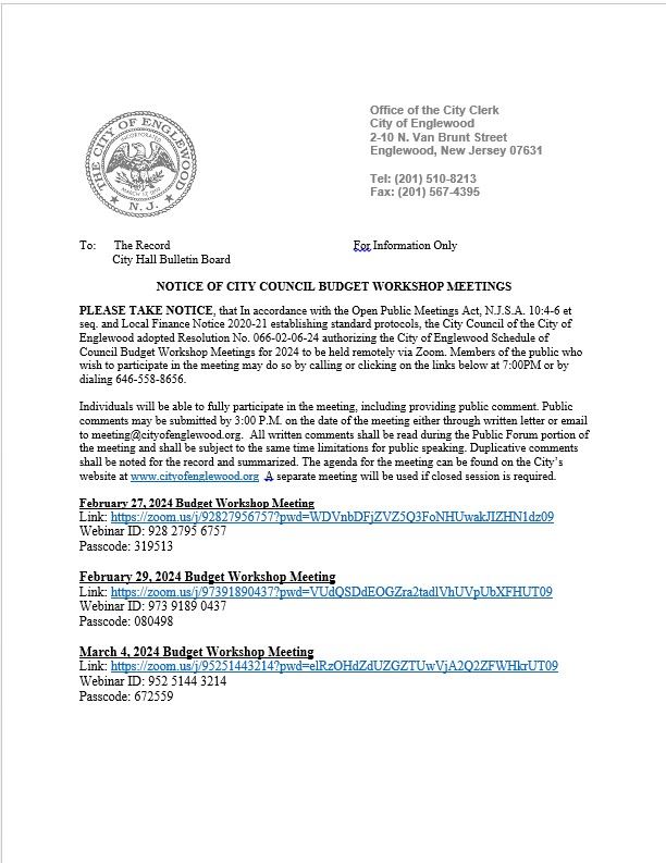 Council Budget Meetings